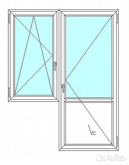 Балконный блок veka WHS60, 2-кам. с/п, 1400x2000