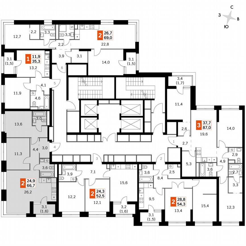 2-к. квартира, 67,1 м², 2/2 эт.