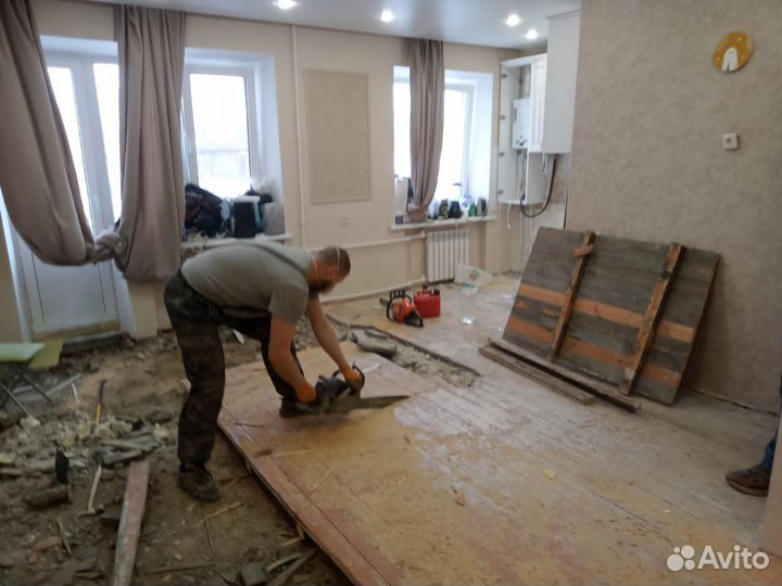 Демонтаж полов/деревянных/бетонных