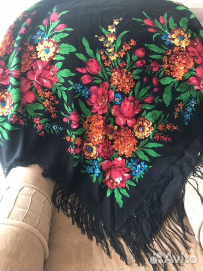 Платок шаль СССР, винтаж, шерсть, антиквариат