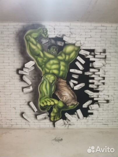 Художественная роспись стен. Аэрография 3D рисунок