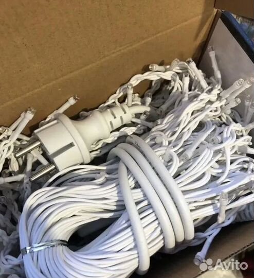 Гирлянда уличная бахрома 25 метров, синяя