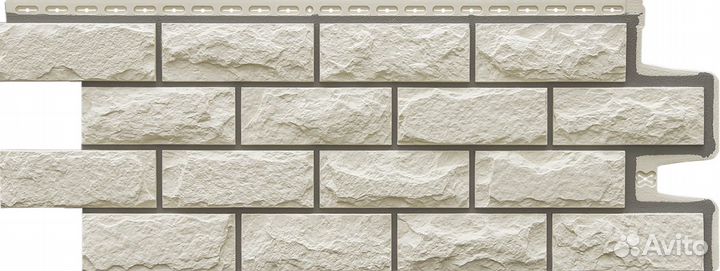 Фасадные панели Grand Line Колотый Камень design Молочный (Пломбирный), шов RAL 7006