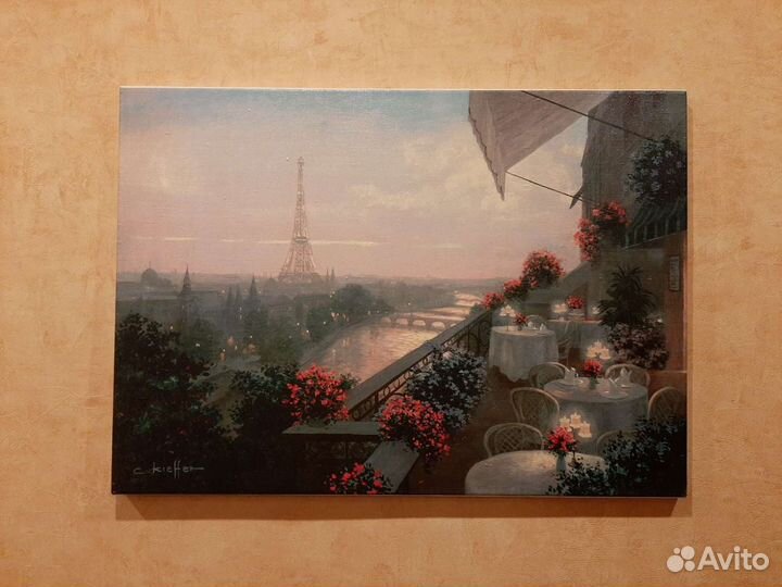 Картина вечерний Париж с балкона