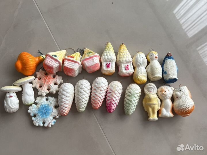 Елочные игрушки СССР пенопласт, вата