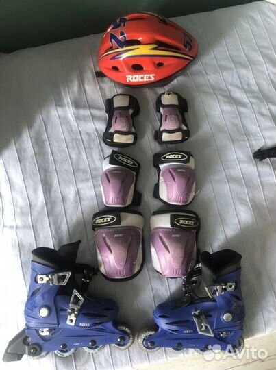 Ролики раздвижные Roces, шлем, защита