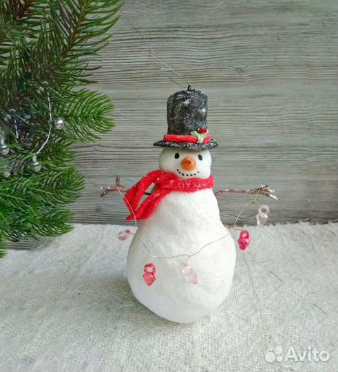 Ватная игрушка, снеговик, Ватные елочные игрушки