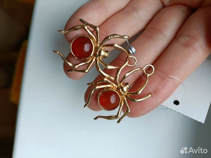 Серьги Конго Сердолик натуральный