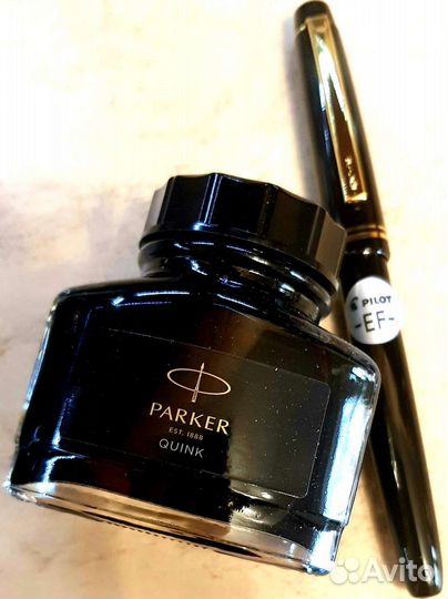 Перьевая ручка Pilot + чернила чёрные parker
