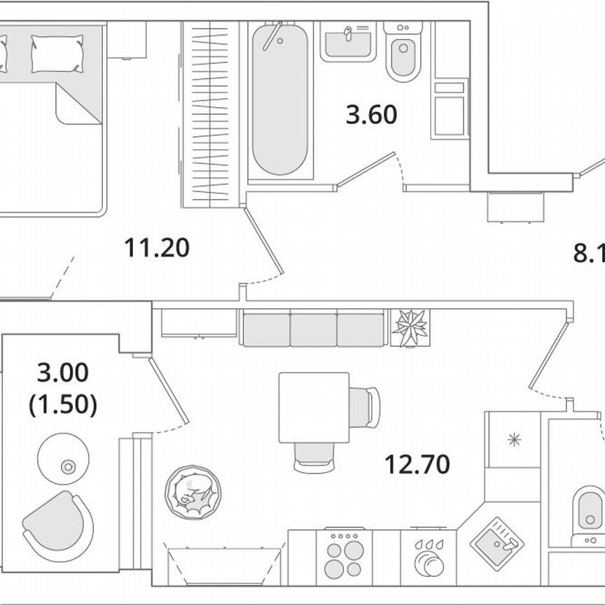 1-к. квартира, 39,7 м², 11/13 эт.