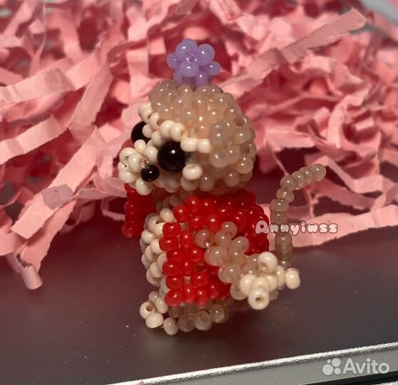 Обезьянка амигуруми из бисера