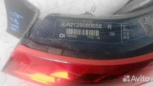 Фонарь задний правый mercedes benz E-class W212 (9AG04MY01)