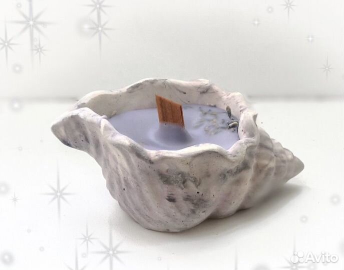 Свеча в ракушке. Деревянный фитиль