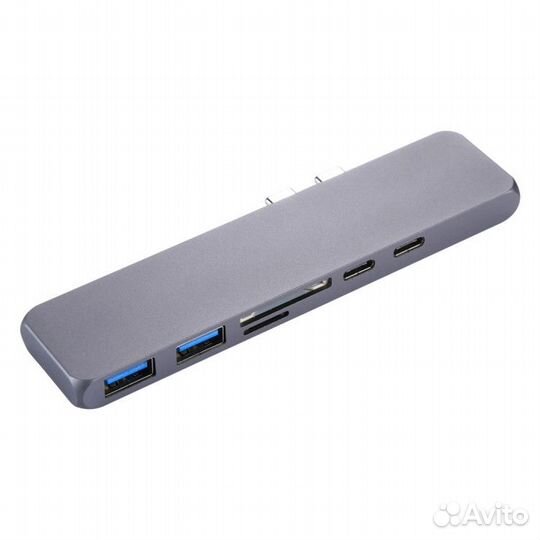 USB Хаб Type-C 7в1 на MacBook серый космос