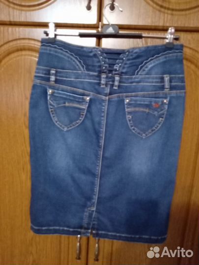 Джинсовая юбка миди 48 размер