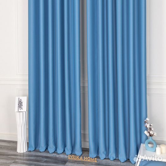 Комплект портьер блэкаут Марсель Лазурный шторы