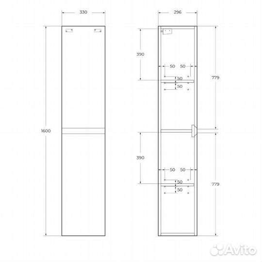 Шкаф подвесной BelBagno kraft-1600-2A-SC-RGB-L Ro