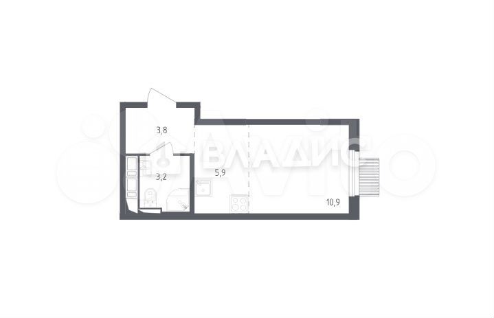 Квартира-студия, 23,8 м², 13/17 эт.