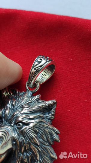 Подвеска серебро Волк,Пушистая морда 925