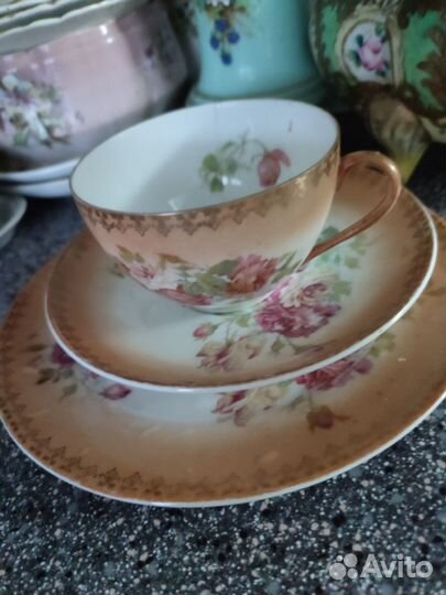 Чайная пара старинная Австрия розы