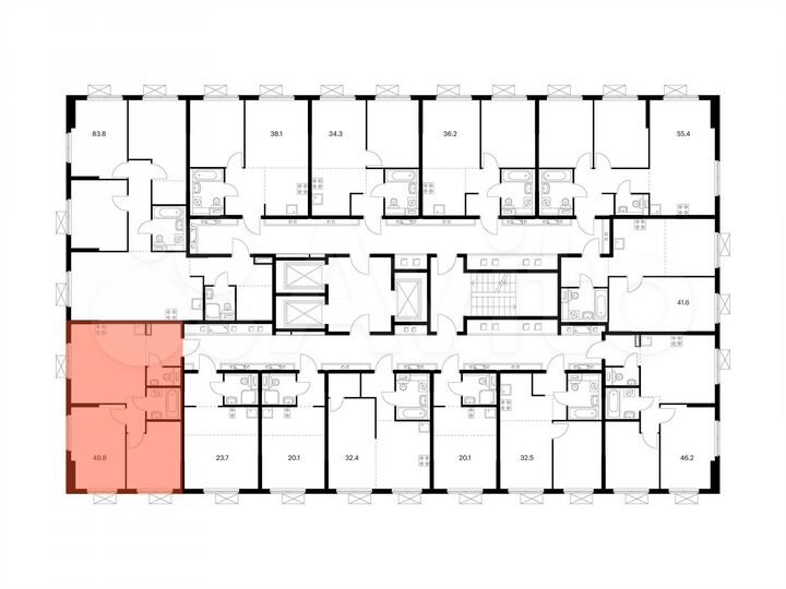 2-к. квартира, 49,8 м², 13/24 эт.