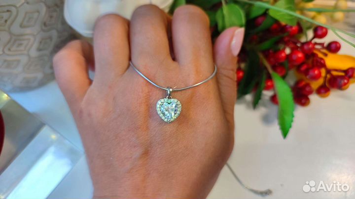 Подвеска с хрустальным сердцем, 2,09 гр 925