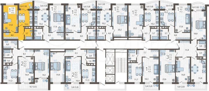 1-к. квартира, 41,5 м², 17/24 эт.