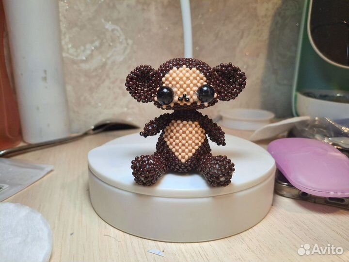 Чебурашка из бисера. Амигуруми. Фигурка