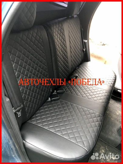 Чехлы Nissan Almera n16 из экокожи чёрные Ромб