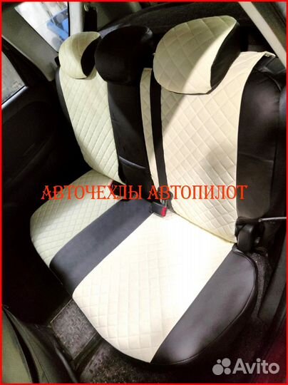 Чехлы Автопилот Nissan Note из экокожи чёрно-белые