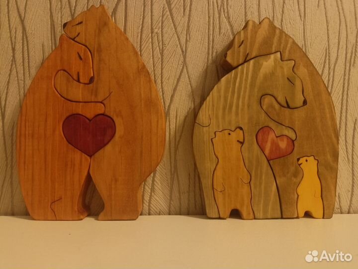 Семейный пазл из натурального дерева