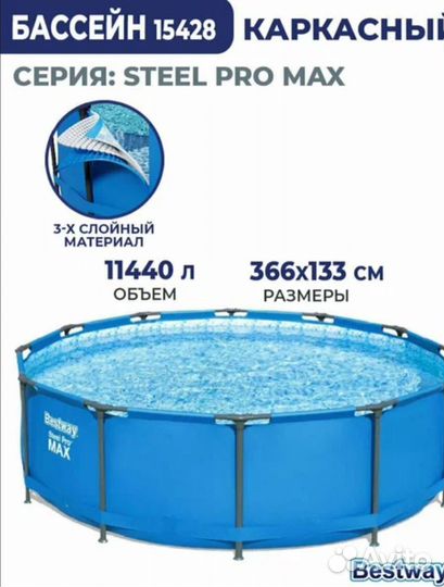 Каркасный бассейн bestwaysteelpromax15428