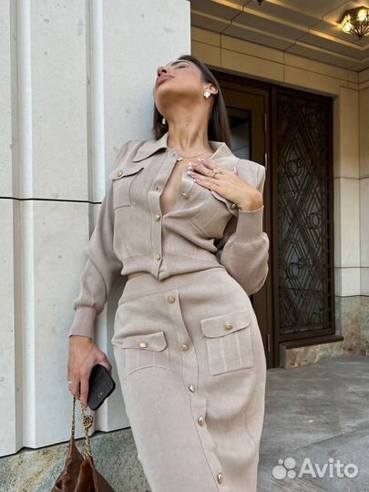 Вязаный костюм с юбкой, 42-46