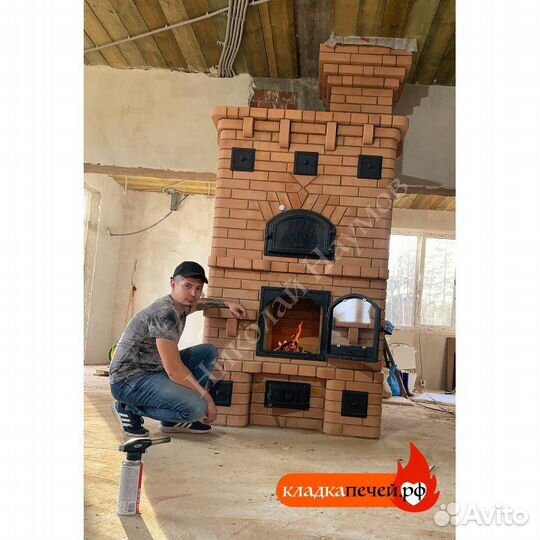 Печь-камин из кирпича
