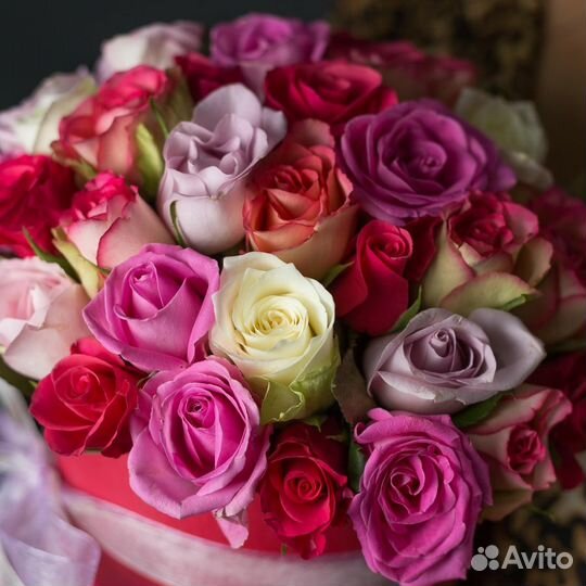 Букет из 51 розы в шляпной коробке