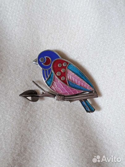 Брошь Птица из серебра с эмалью Коюз