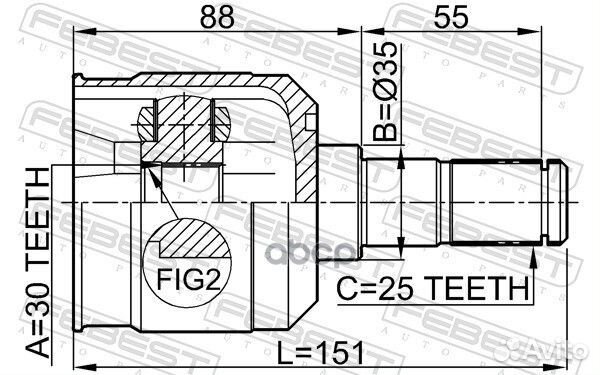 ШРУС внутренний hyundai Elantra 00-06 febest 12