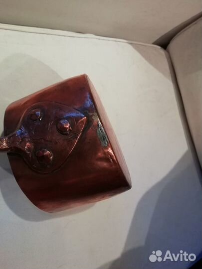 Кастрюля с ручкой медная старинная клеймо