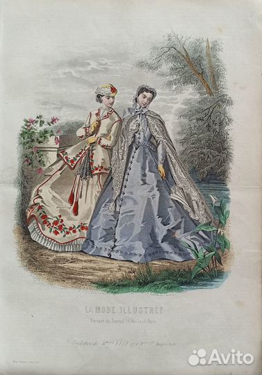 Антикварные иллюстрации Французская мода 1860