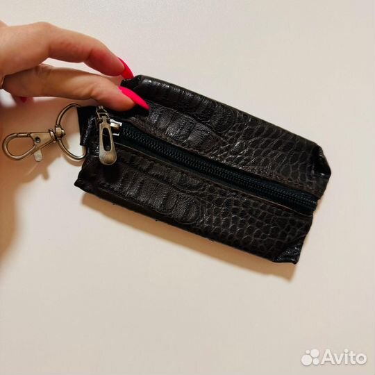 Кожаная ключница под крокодила 11*7 см нат кожа