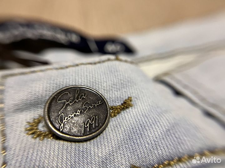 Новые светлые голубые скинни джинсы, 46 размер