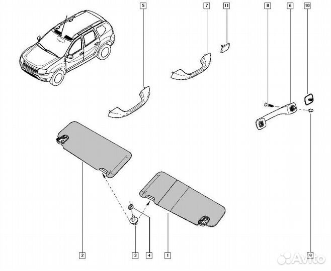 Козырек солнцезащитный Renault Duster F4R 2012