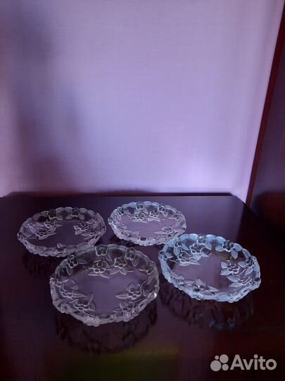Тарелки, Чешское стекло, набор 4 шт