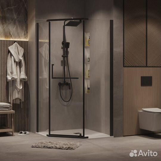 Душ.огражд. Pragma 9090195 трап,расп,чер.мат,проз