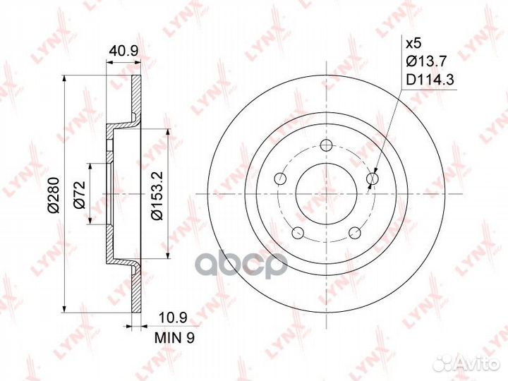 Диск тормозной зад BN1066 lynxauto