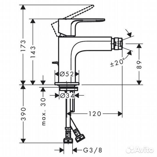 Hansgrohe Rebris E Смеситель/ биде 72211670