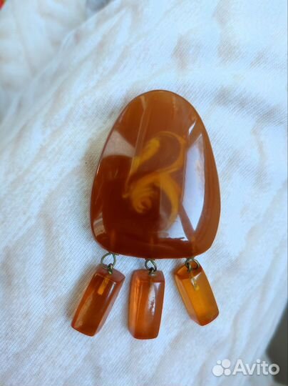 Брошь СССР под янтарь