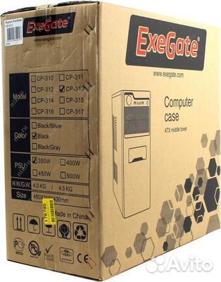 Корпус ExeGate CP/XP-313 ATX 350W Black (24+4пин)