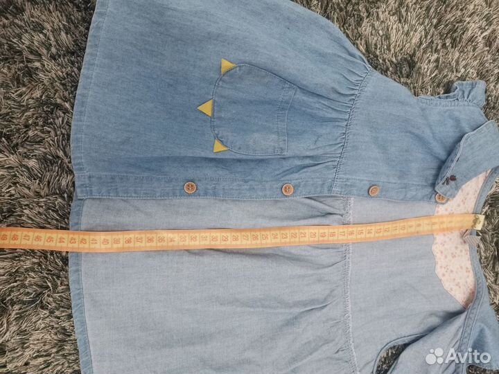 Платье детское хлопковое джинсовое тонкое 80-86 р