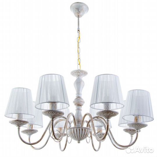 Люстра 'Моника' 8хЕ14 40т белый с золотой патиной